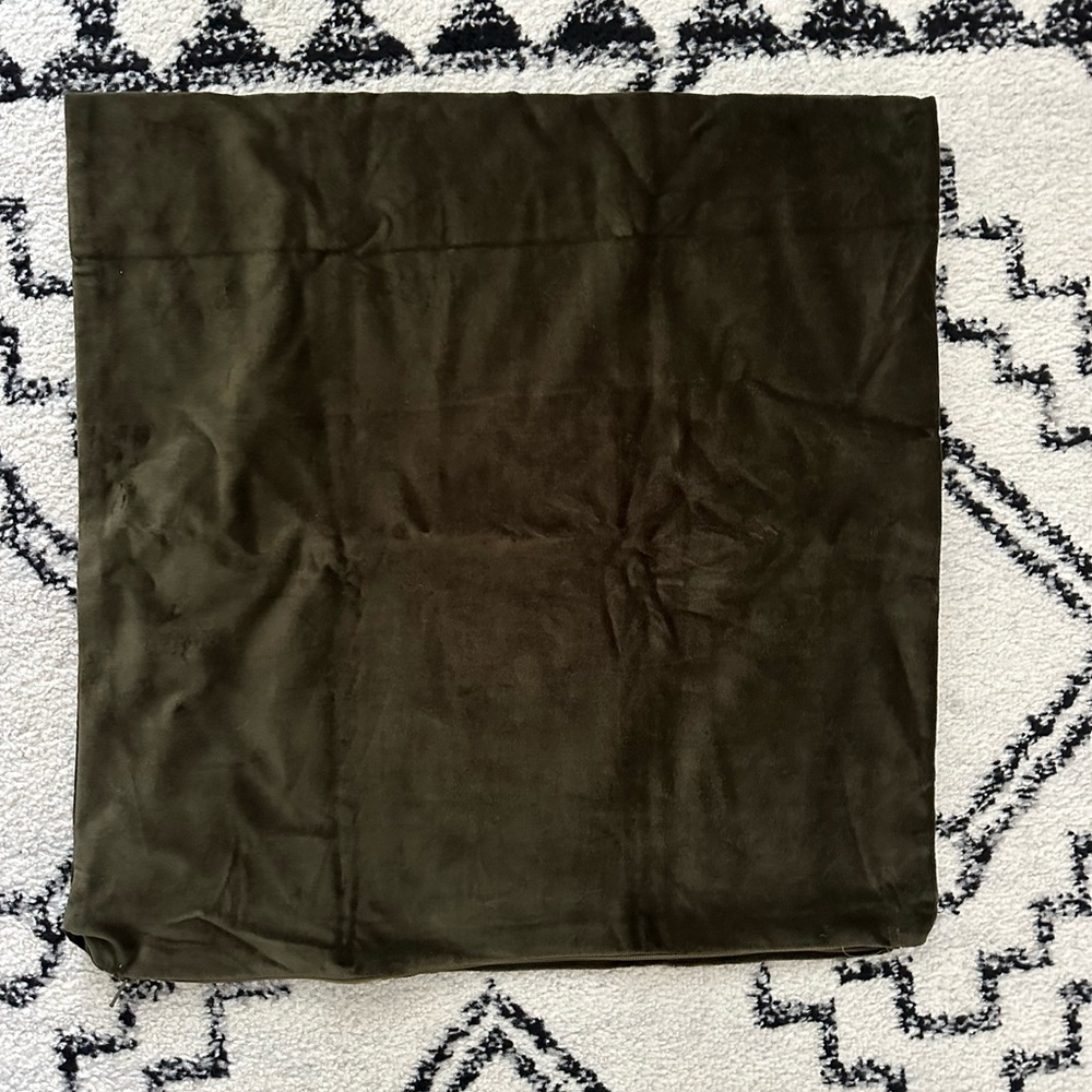 Set of 3 IKEA olive green velvet pillow covers
